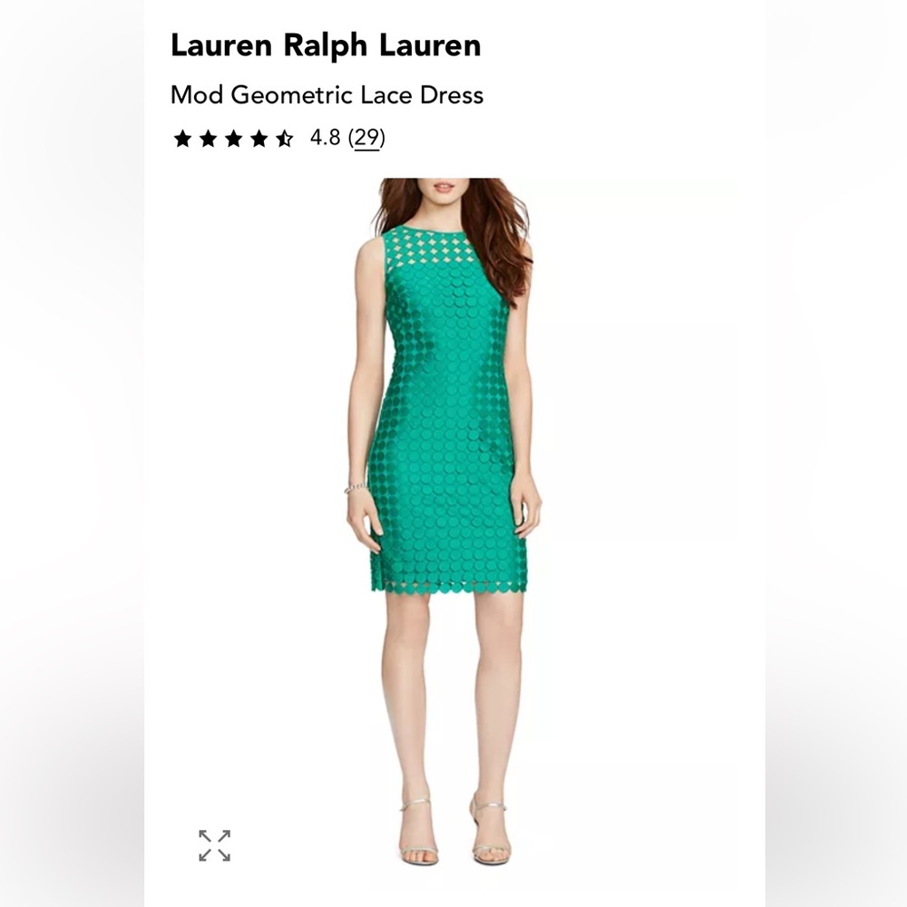 Lauren Ralph Lauren Mod Geometric Lace  Emerald Sleeveless Mini Dress